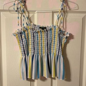 Yellow, blue white stripped tank top